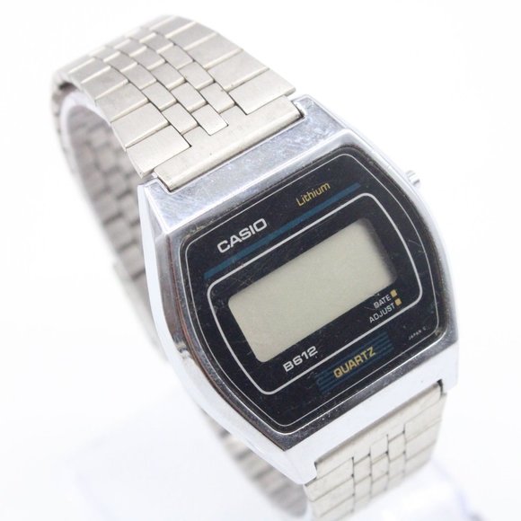 Casio Lithium b612 Digital Watch Mens Silver Tone Stainless Steel Retro 1988 - Picture 4 of 8